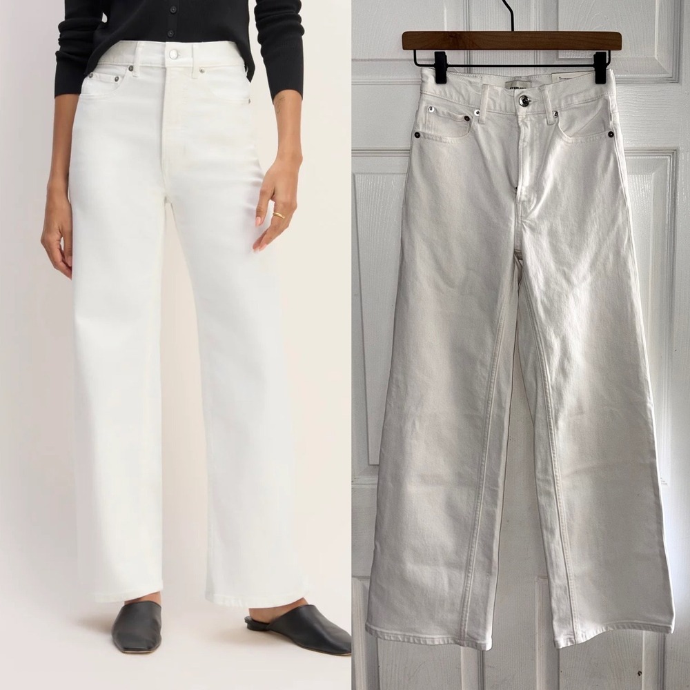 NEW Everlane Way-High‎ Sailor Jean 23R White High Rise Wide Leg Denim Pants